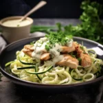 creamy low carb chicken alfredo with zucchini noodles
